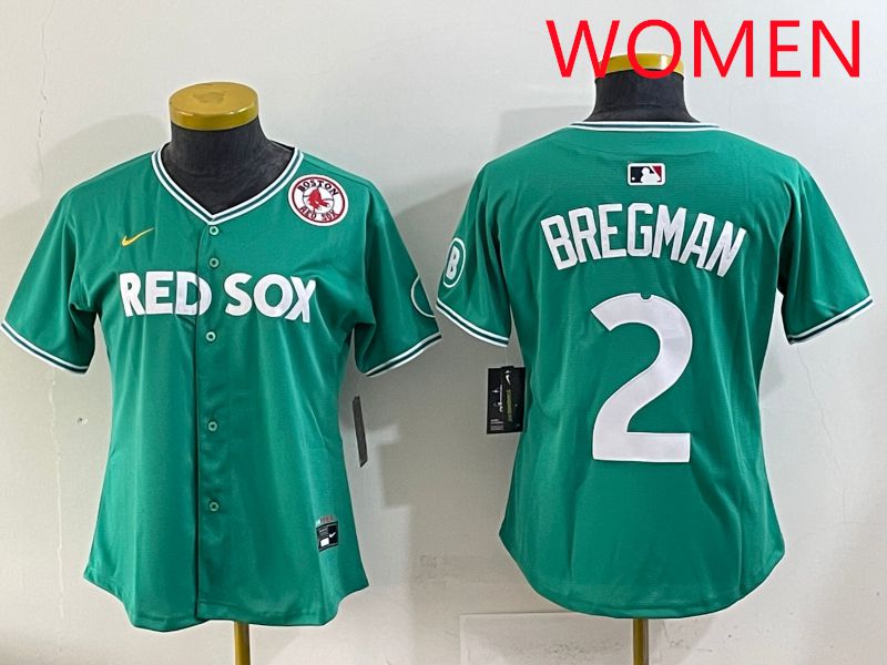 Women 2025 Boston Red Sox #2 Bregman Dark Green Joint Name Nike MLB Jersey style 9